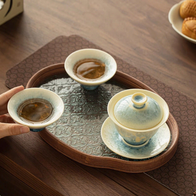 Everypax Crystalline-Glaze Style Porcelain Tea Set with Lidded Bowl – product photograph 2