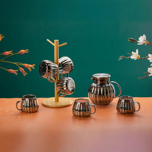 Everypax Glass Teapot, Pitcher and Cup Set – Smoky Grey or Amber – product photograph 1
