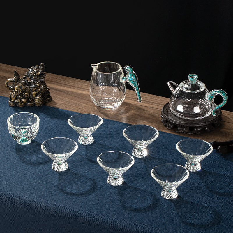 Everypax Decorative Glass Teapot and Teacup Set – Pink, Blue or Gold – product photograph 1