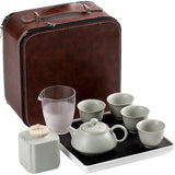 Everypax Crackle-Glaze Ceramic Tea Set with Tray and Four Cups – product photograph 1