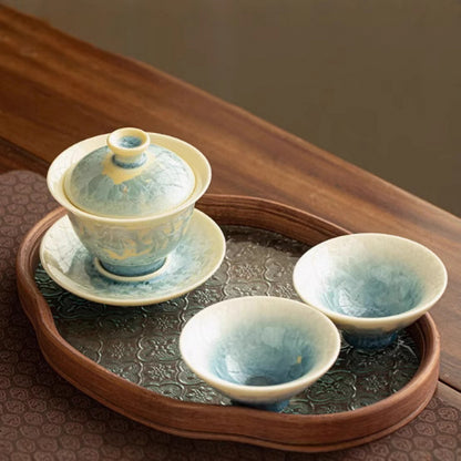 Everypax Crystalline-Glaze Style Porcelain Tea Set with Lidded Bowl – product photograph 1