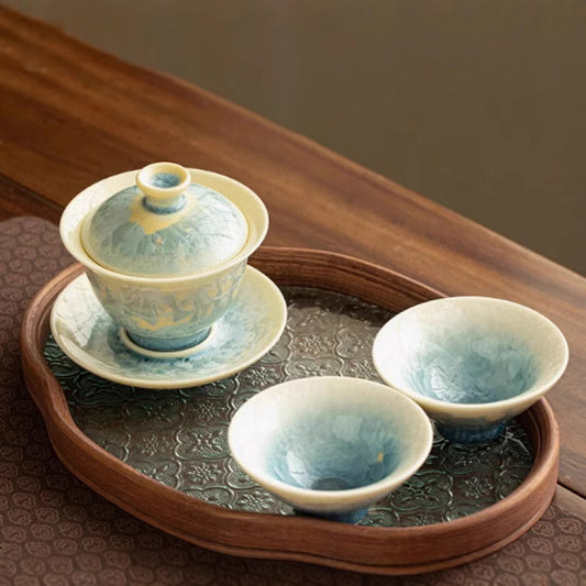 Everypax Crystalline-Glaze Style Porcelain Tea Set with Lidded Bowl – product photograph 1