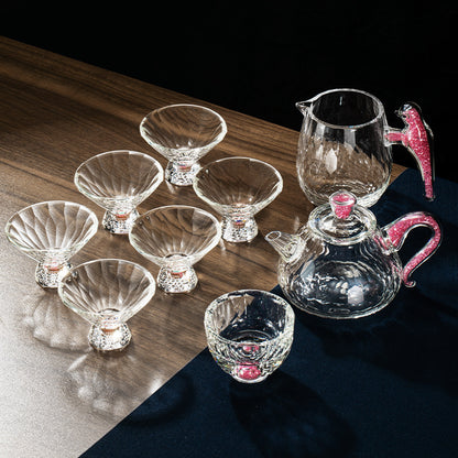 Everypax Decorative Glass Teapot and Teacup Set – Pink, Blue or Gold – product photograph 2