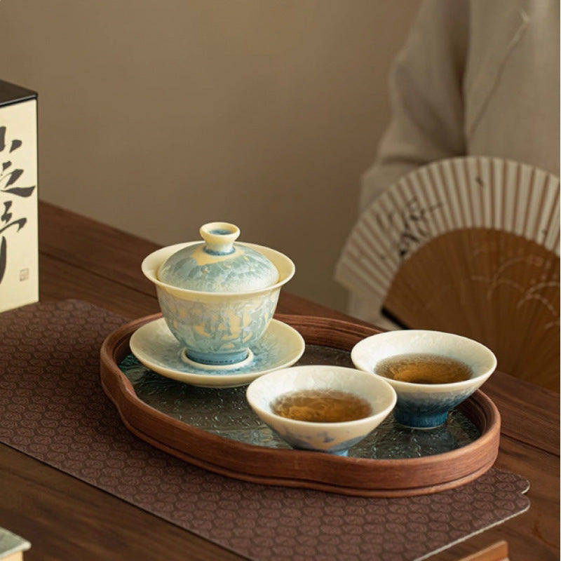 Everypax Crystalline-Glaze Style Porcelain Tea Set with Lidded Bowl – product photograph 3